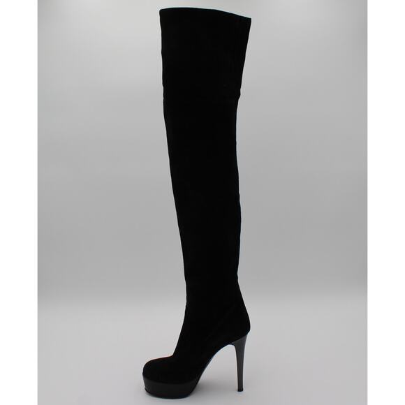 Giuseppe Zanotti Suede Over The Knee Boots 38 Womens Size 8 Black Designer - Picture 3 of 16